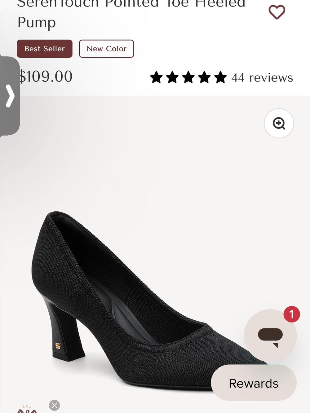 Cosy Island SerenTouch Pointed Toe Heeled Pump Black Knit | Size 9 | NWT NIB